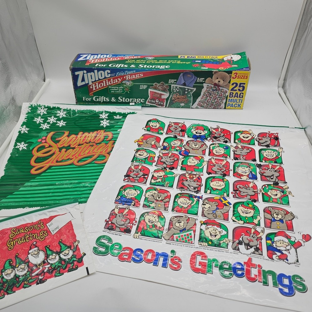Vintage Ziploc Holiday bags 25 multipack with easy zipper 2000.